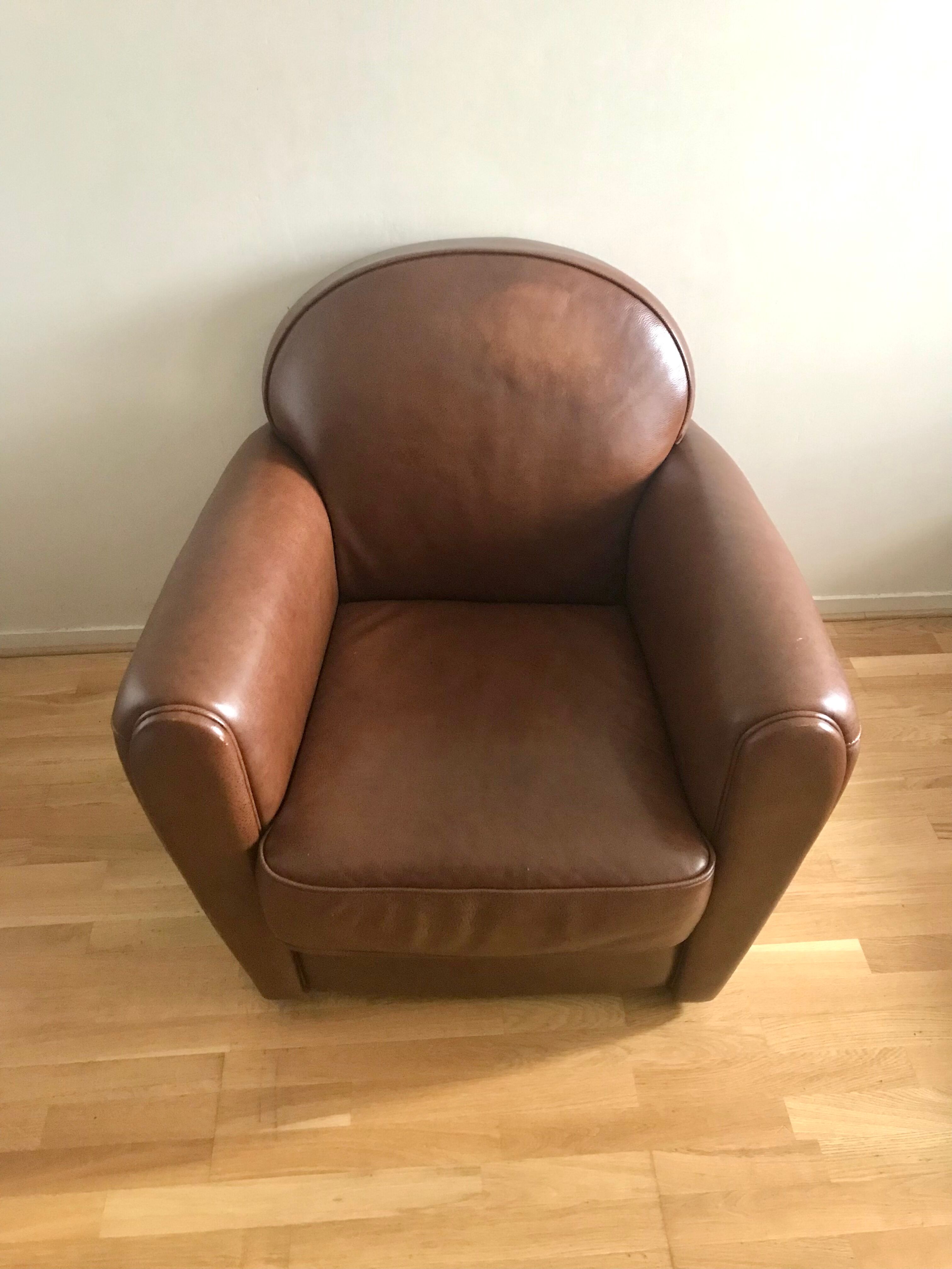 Full grain leather club armchair