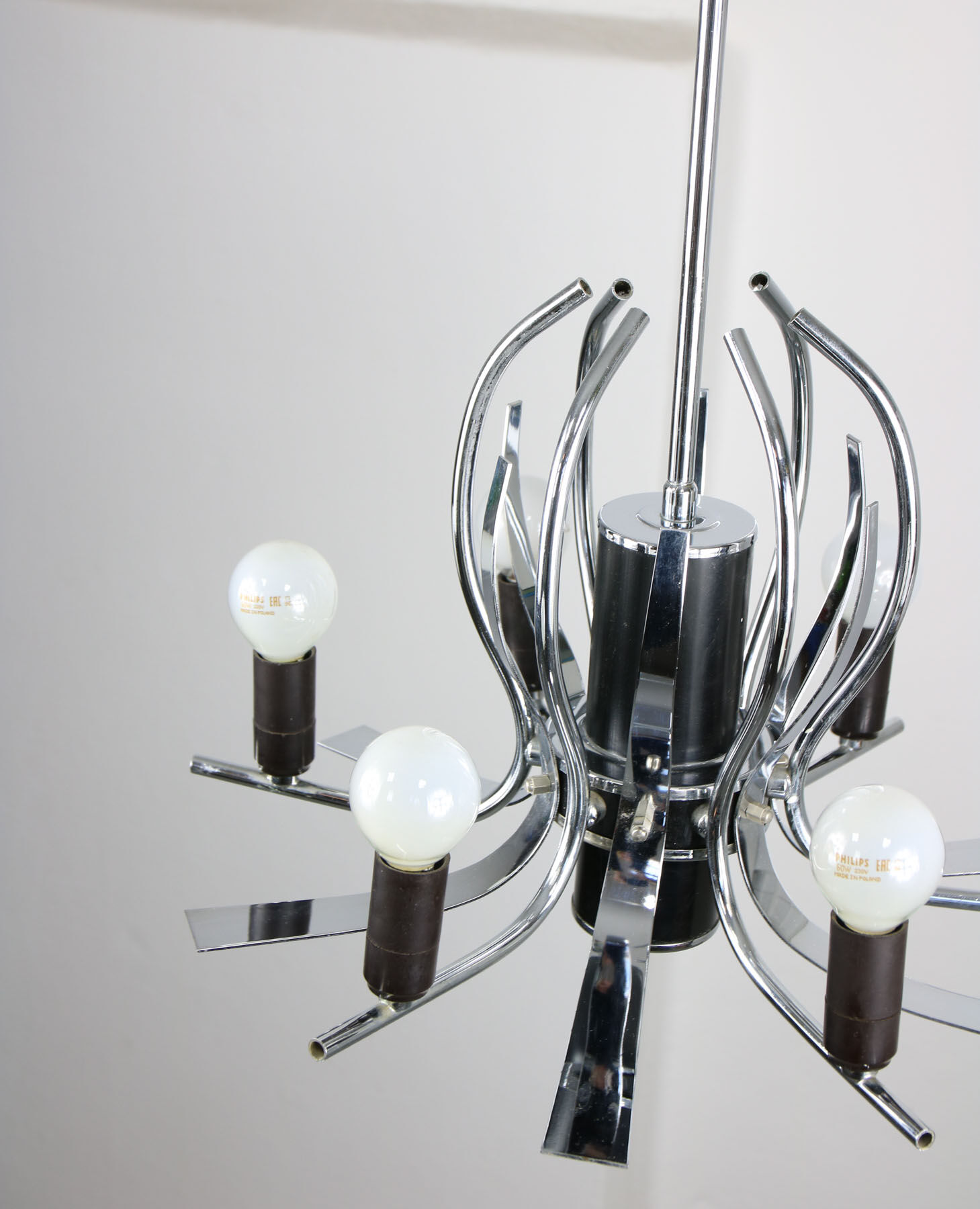 Vintage chrome swan shaped chandelier, 70