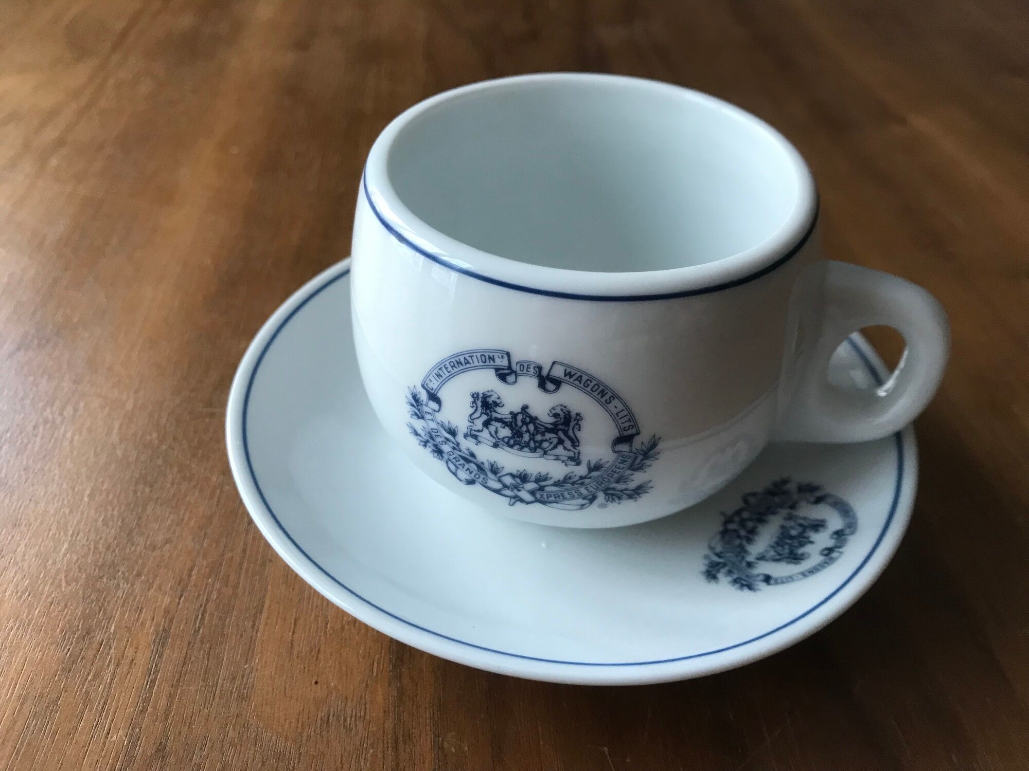 Coffee cup and saucer of the Compagnie Internationale des Wagons-Lits