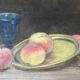 Tableau Pastel "Nature morte aux pêches" signé