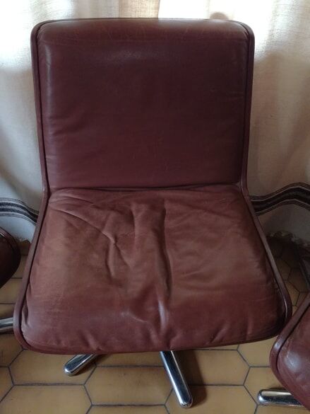 Set of four leather chairs Wilkhahn Germany design 1981