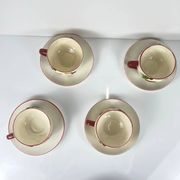 Set of 4 cups with saucers in barbotine "Apple"