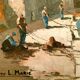 Painting oil HST signed Pierre L Marie Marine View of a South Port of the France 1900