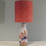 Vintage ceramic table lamp with Imari-inspired pattern.