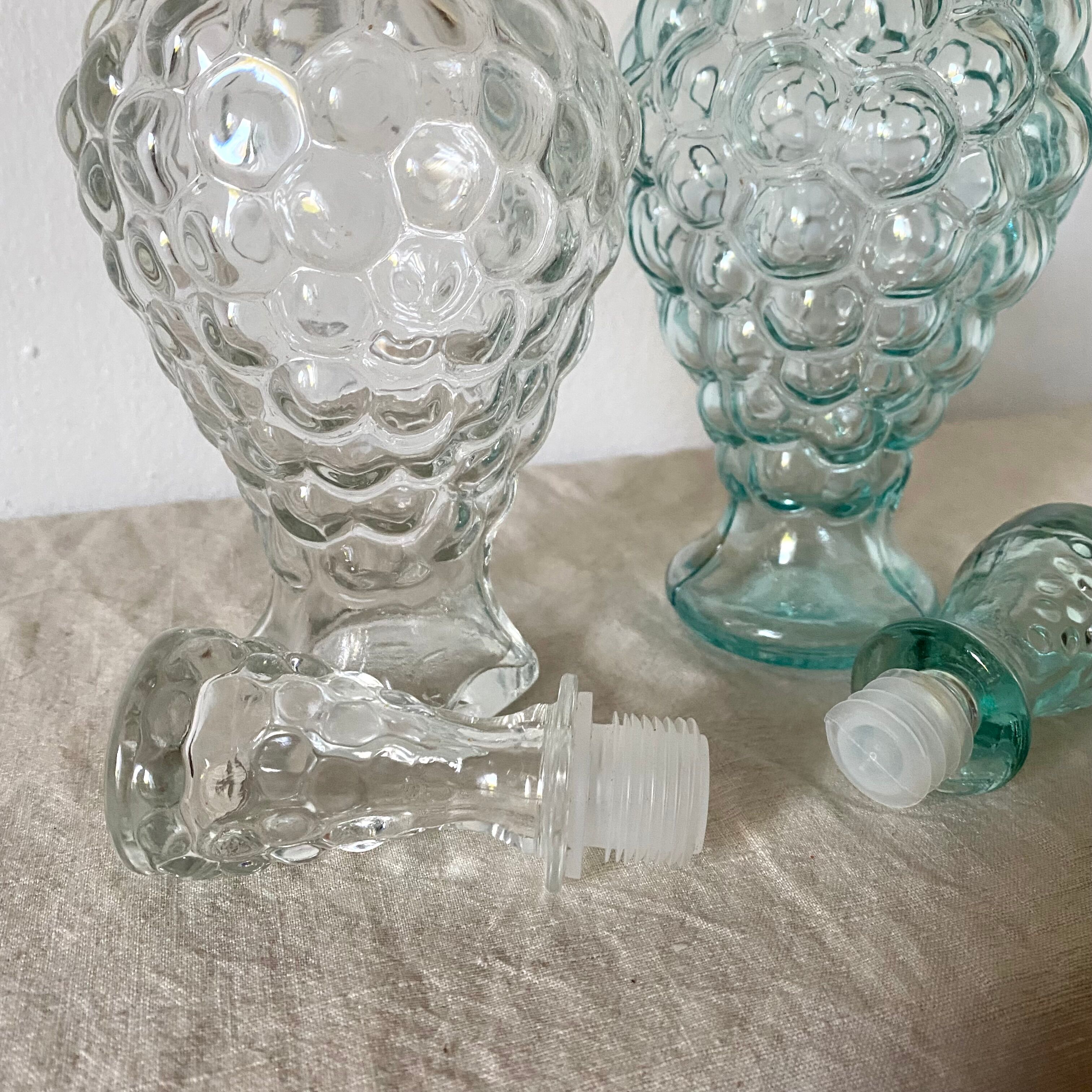 Set of 2 vintage grape glass carafes