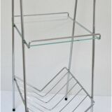 Étagère sellette verre métal chromé porte-revues années 70