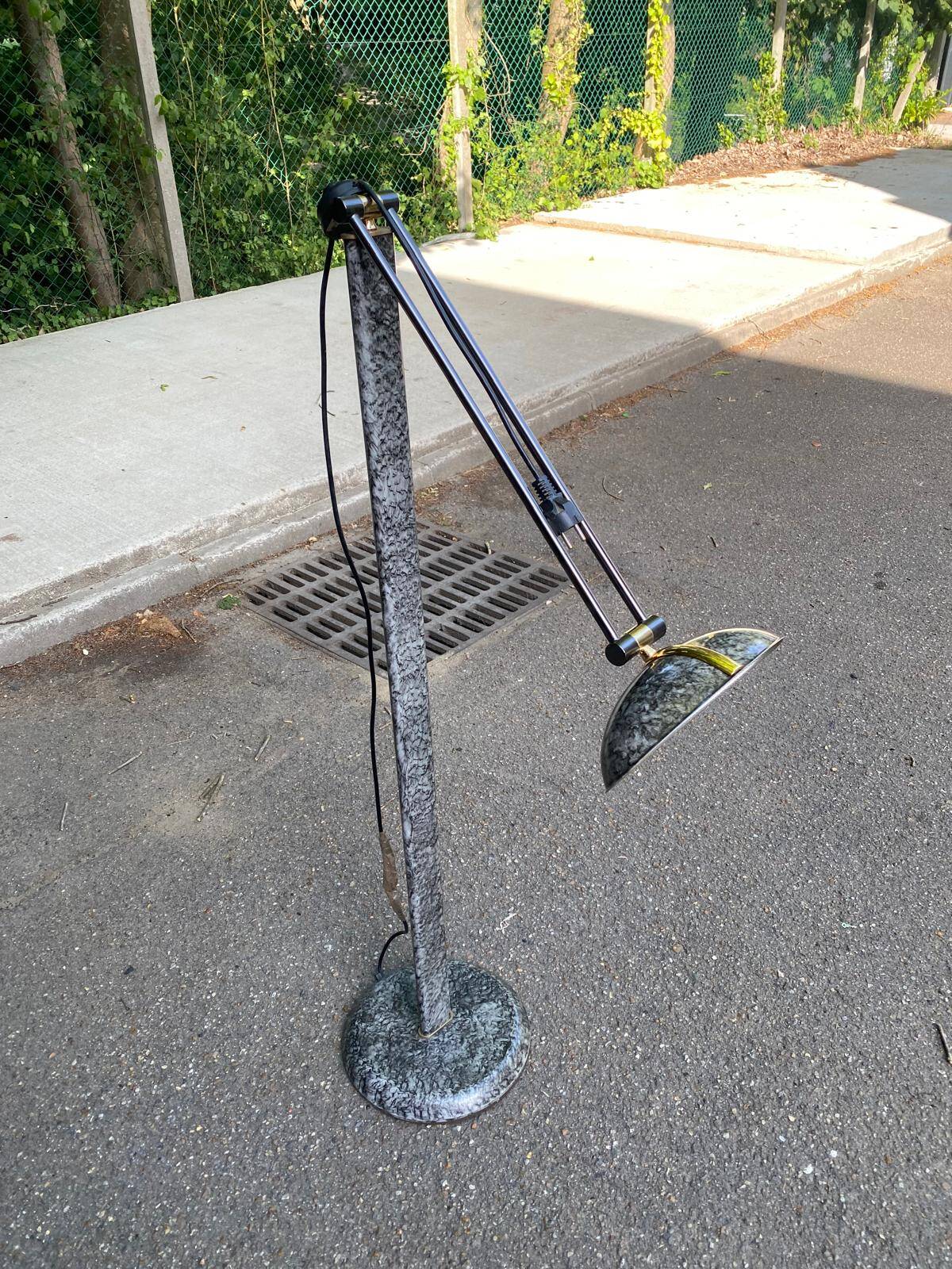 Lampadaire italien vintage effet marbre gris