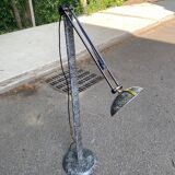 Vintage Italian floor lamp with gray marble effect and oval dome