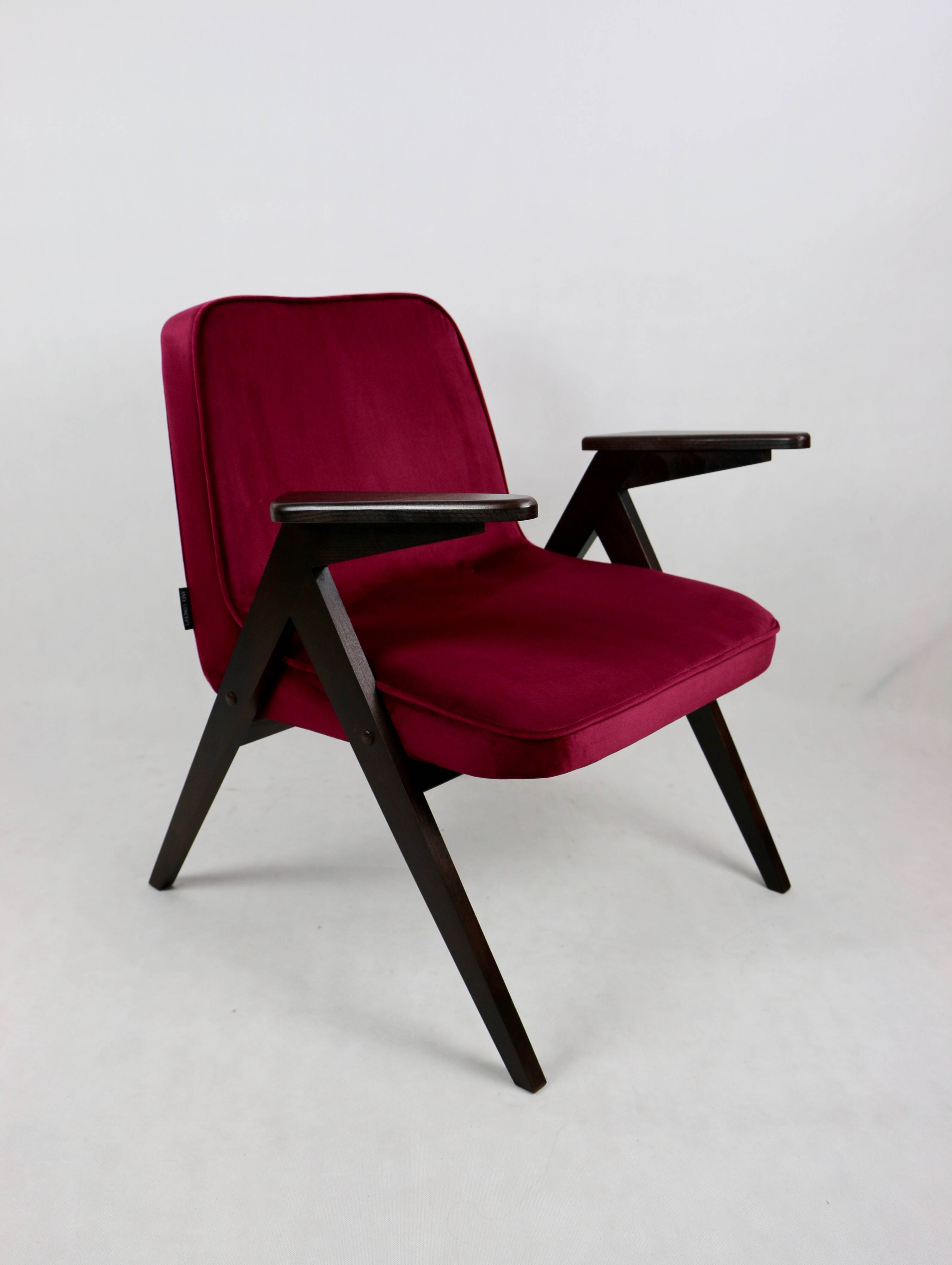 Burgundy Raspberry Bunny Armchair by Józef Chierowski