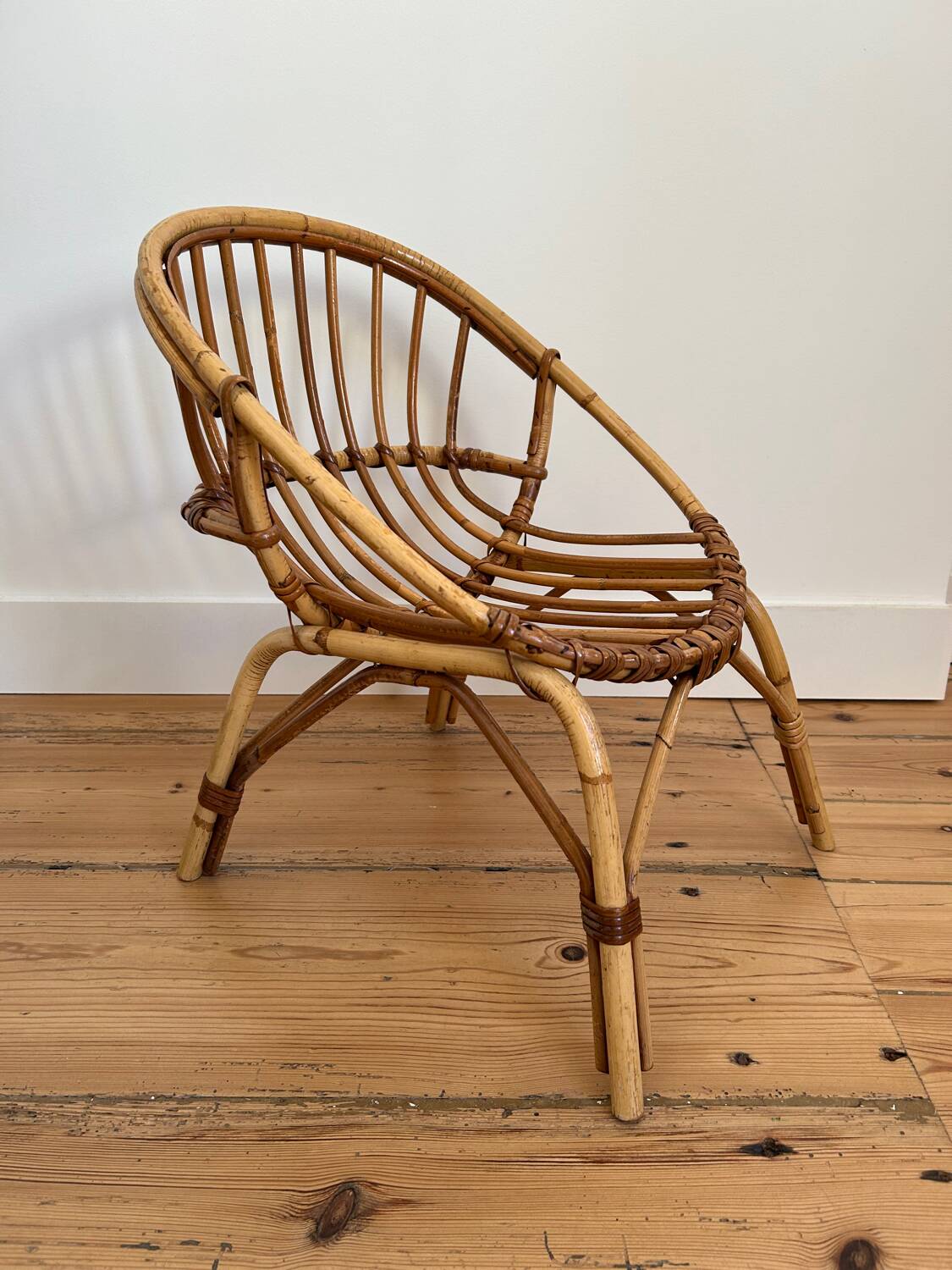 Vintage rattan armchair for children