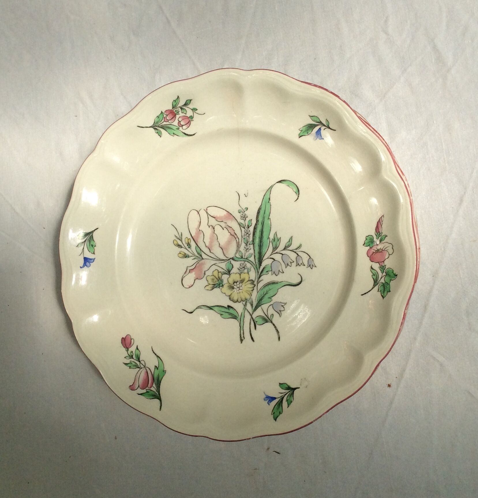 Lot of 6 old flat plates Lunéville model China in earthenware dimension: D-24cm- height -2,5