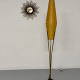 Ancien lampadaire amphore laiton et fibre design des années 60 vintage