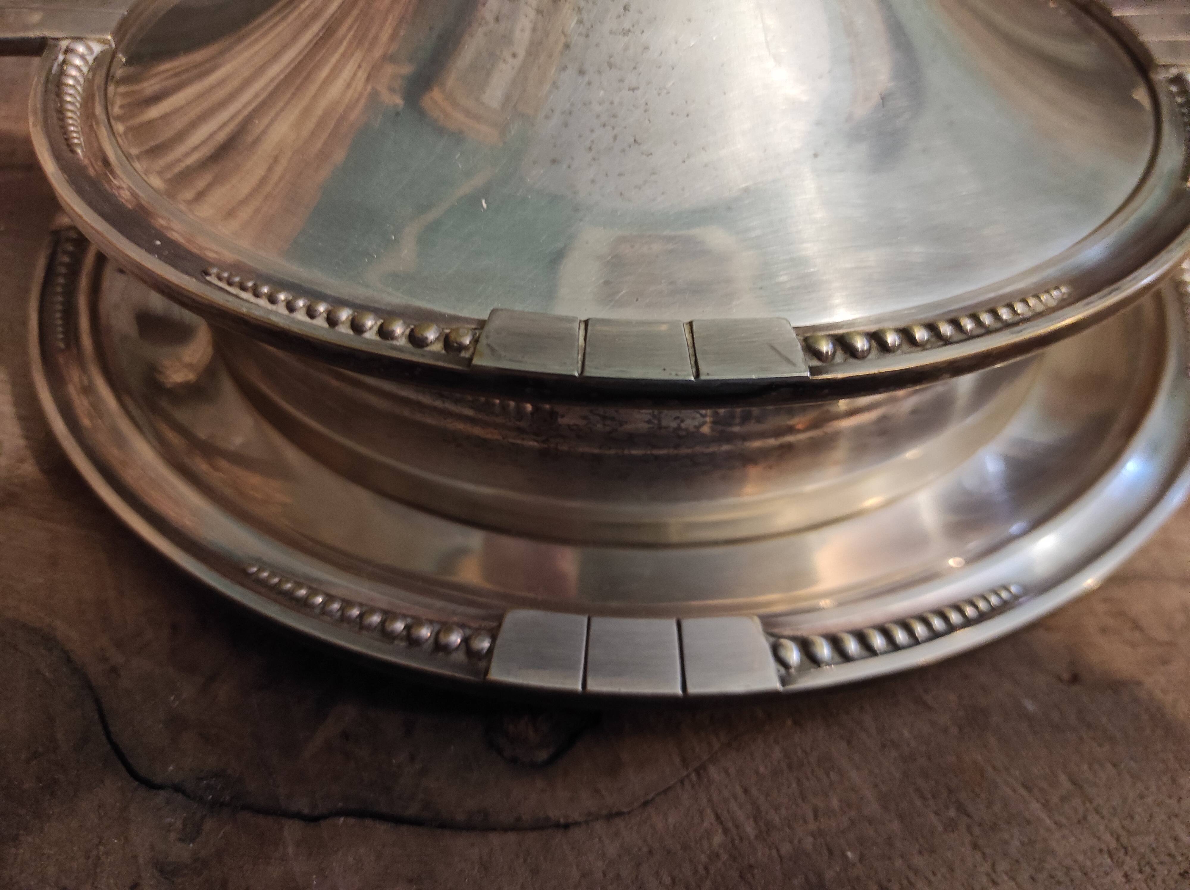 Art Deco silver plated serving dish with lid