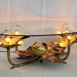 Sculptural coffee table with lighting by Henri Fernandez, France 70s