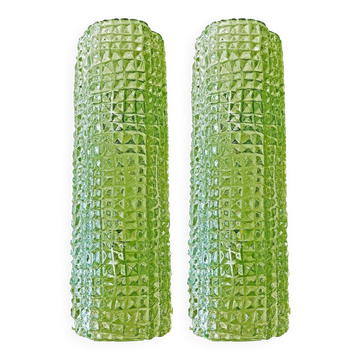 Italian Contemporary Green Murano Glass “Crocodile” Wall Sconces — Pair