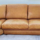 Corner sofa Roche Bobois camel leather 1980.