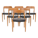 Set of 6 dining chairs by Niels O. Møller, Model 75