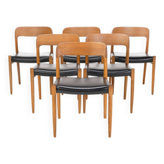 Set of 6 dining chairs by Niels O. Møller, Model 75