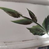 Vintage rectangular mirror in painted wood cream decoration yellow pinks