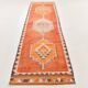 3x11 Burnt Orange Handknotted Hallway Rug, Turkish Vintage Runner Rug