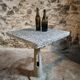 Table de bistrot de jardin industrielle avec plateau en terrazzo, France, milieu du XXe siècle