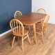 Retro Blonde Ercol Model 383 Dining Table & Four Model 370 Windsor Kitchen Dining Chairs