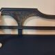 Small vintage shelf reimagined in midnight blue & gold, curiosity cabinet.