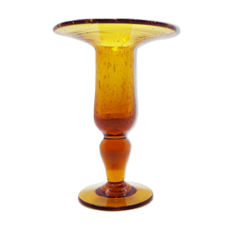 Orange-yellow glass candlestick