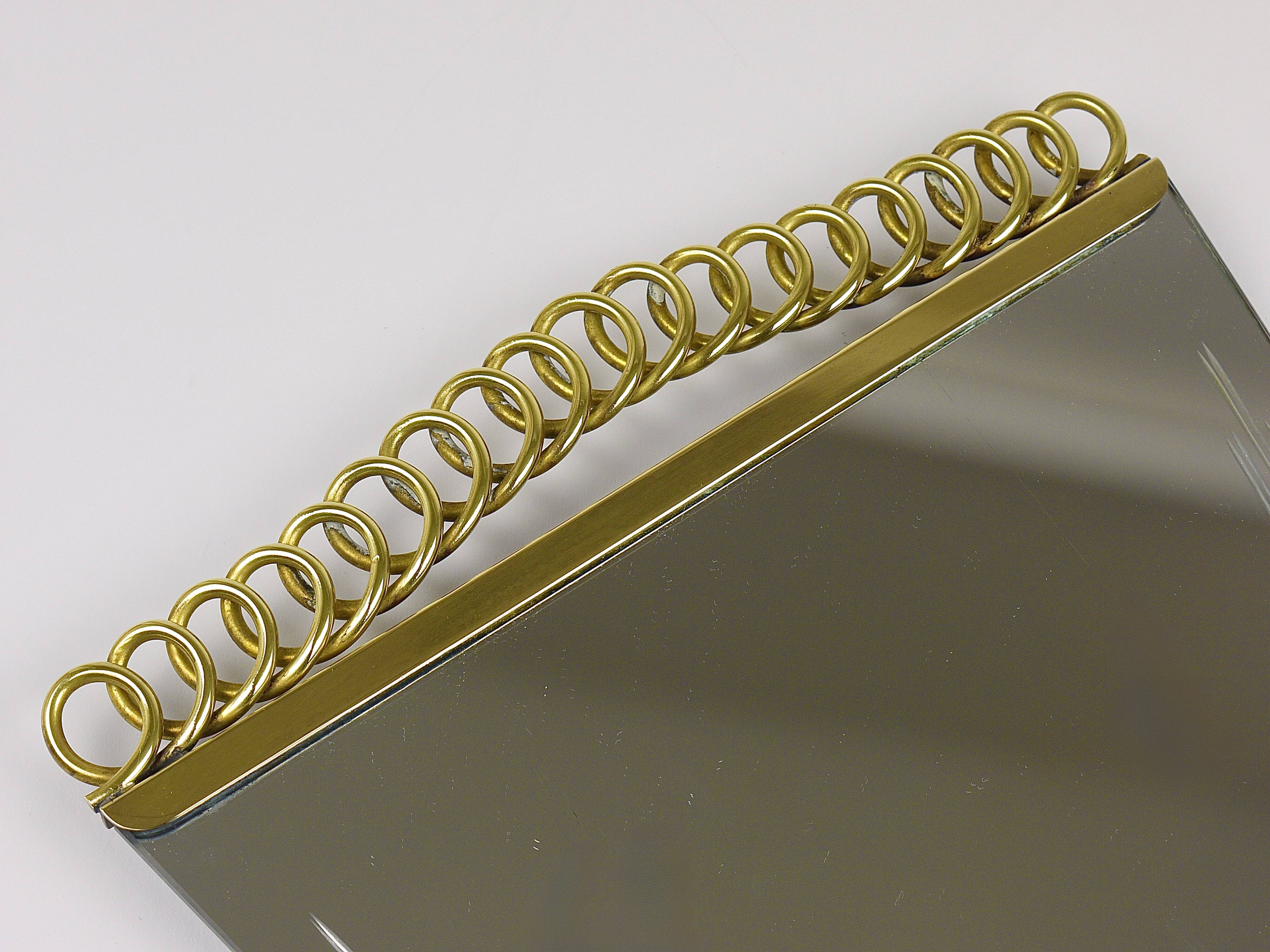 Josef Frank Attr. Mid-Century Brass Loop Wall Mirror, Austria, 1950s