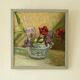 Original Swedish floral still life oil on panel painting