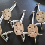 Set of 5 brushed aluminum coat hooks