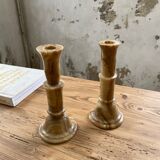 Set 2 old onyx candlesticks