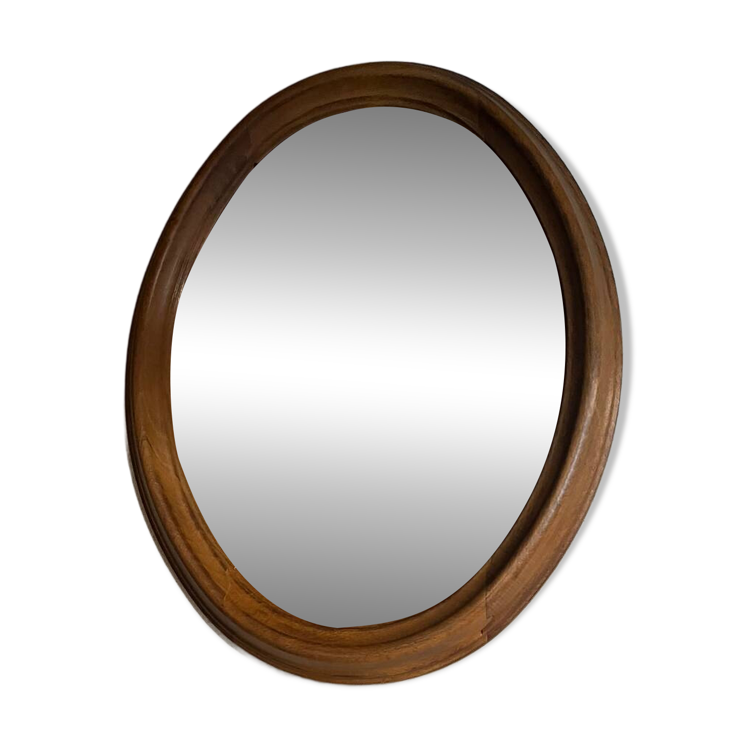 Antique oval walnut mirror