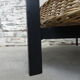 Vintage coffee table with glass top and rattan basket