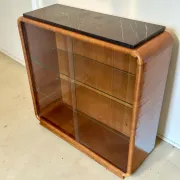 Vintage Art Deco display cabinet in mahogany with a black marble top.