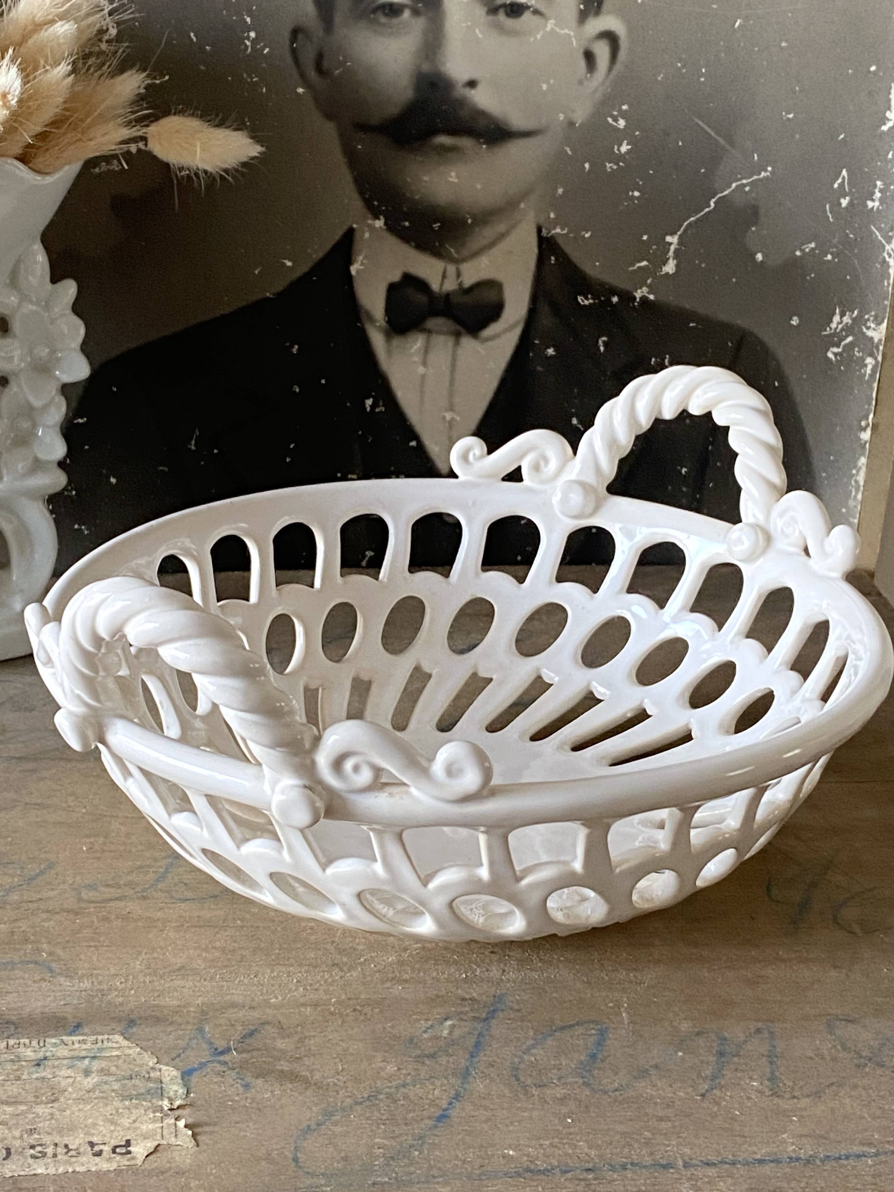 White ceramic basket