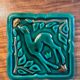 Vintage Emerald Green Ceramic Bottle Holder - Deer & Gold Decor