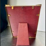 Cadre photo vintage art deco en métal doré laiton 20 cm x 15 cm verre convexe