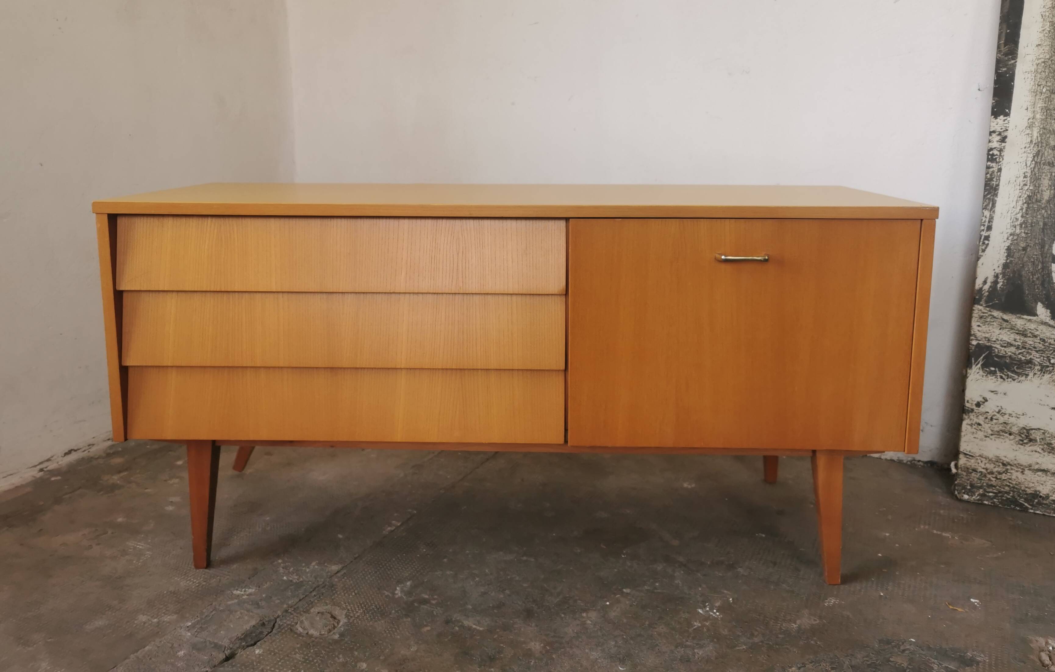 Small vintage blond wood sideboard