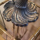 Art nouveau style bronze lamp and its marbled glass paste basin 48x30