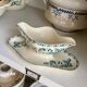 Longwy sauce boat in blue ironstone, "Chartres" service.