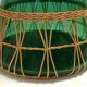Green Hand Blown Glass and Wicker Jug / Vase, Empoli, Italy