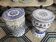 Set of two white and blue porcelain side tables.
