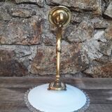 Wall lamp gooseneck bronze and serrated opaline.