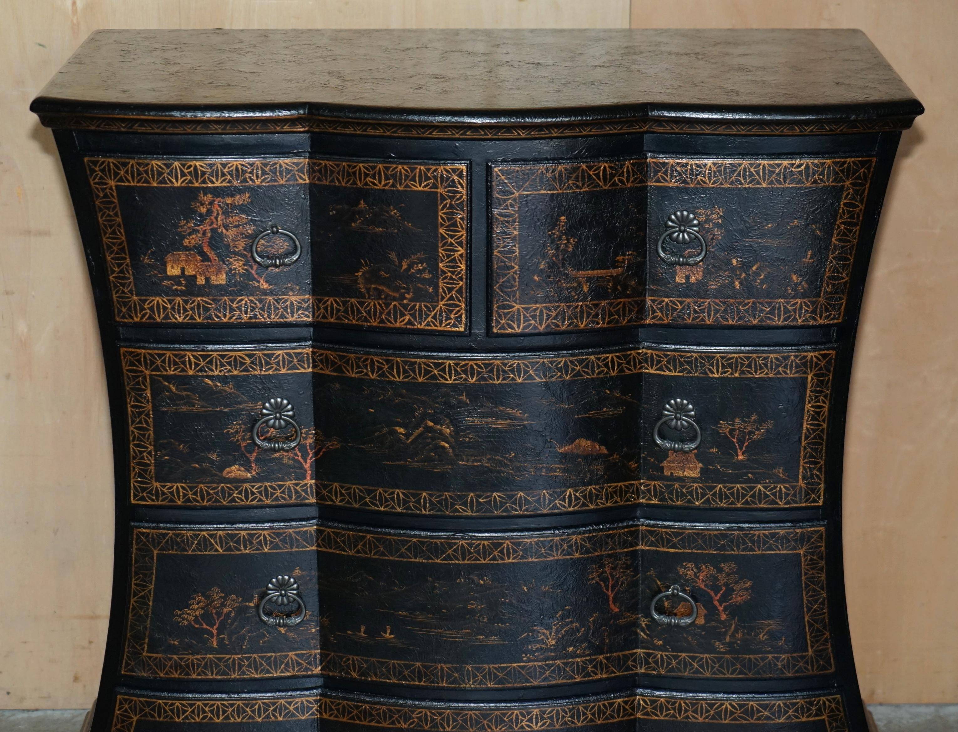 Commode Chinoiserie Antique Peinte à la Main