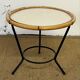 Round rattan side table