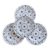 4 assiettes à dessert vintage Churchill porcelaine bleu et blanc