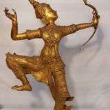 Statue en bronze doré du prince rama - art ethnique asie - haut. 55 cm