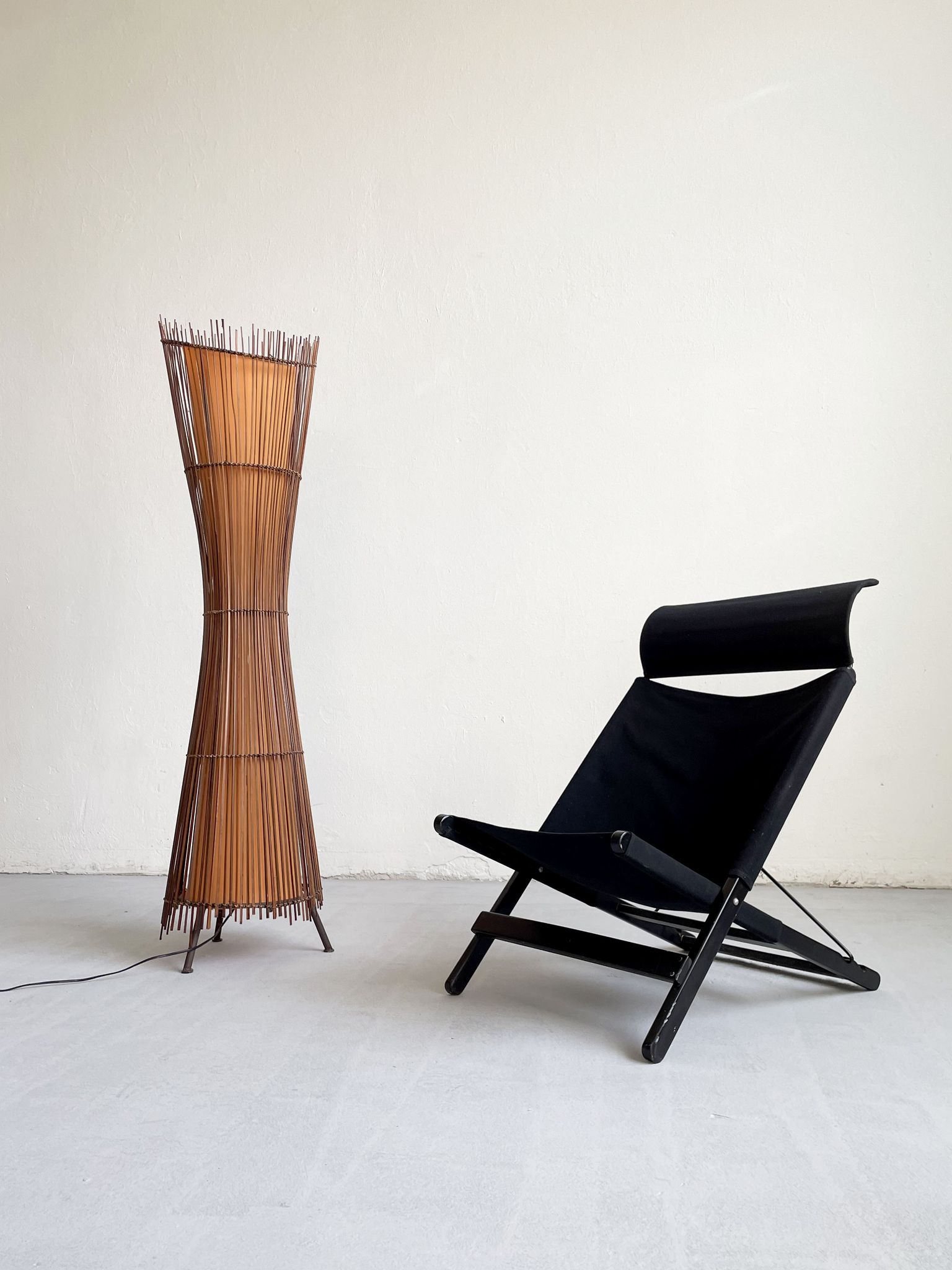 Vintage French 1980's Sculptural Floor Lamp Kobe; Japandi Organic Form