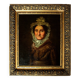 Antique Gold Framed Oil Painting of Portrait of a Lady in Bonnet